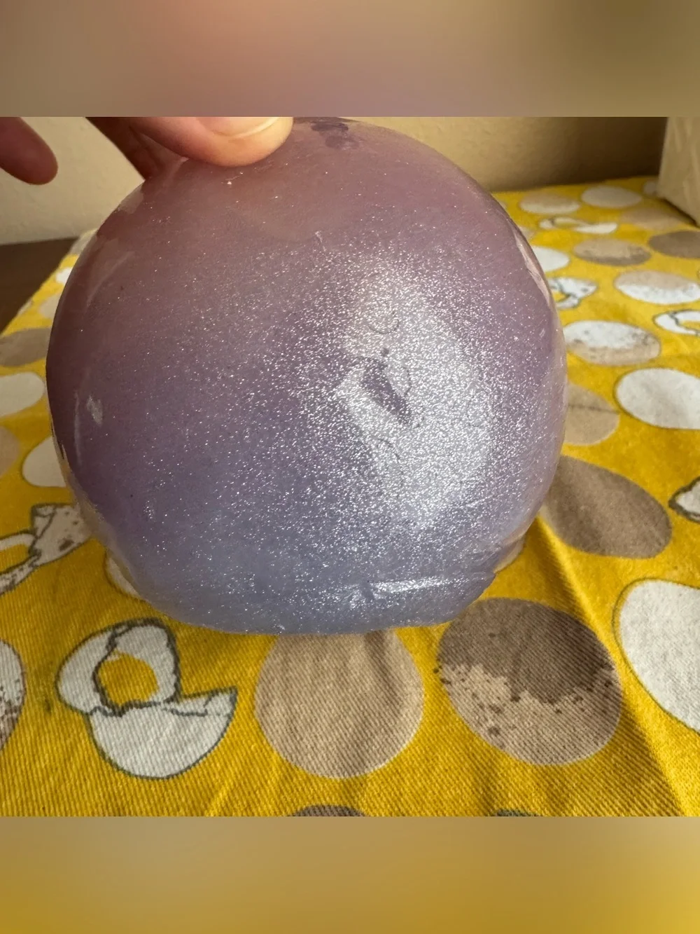 Northern Lights Candles Shimmers light purple glittery round candle
